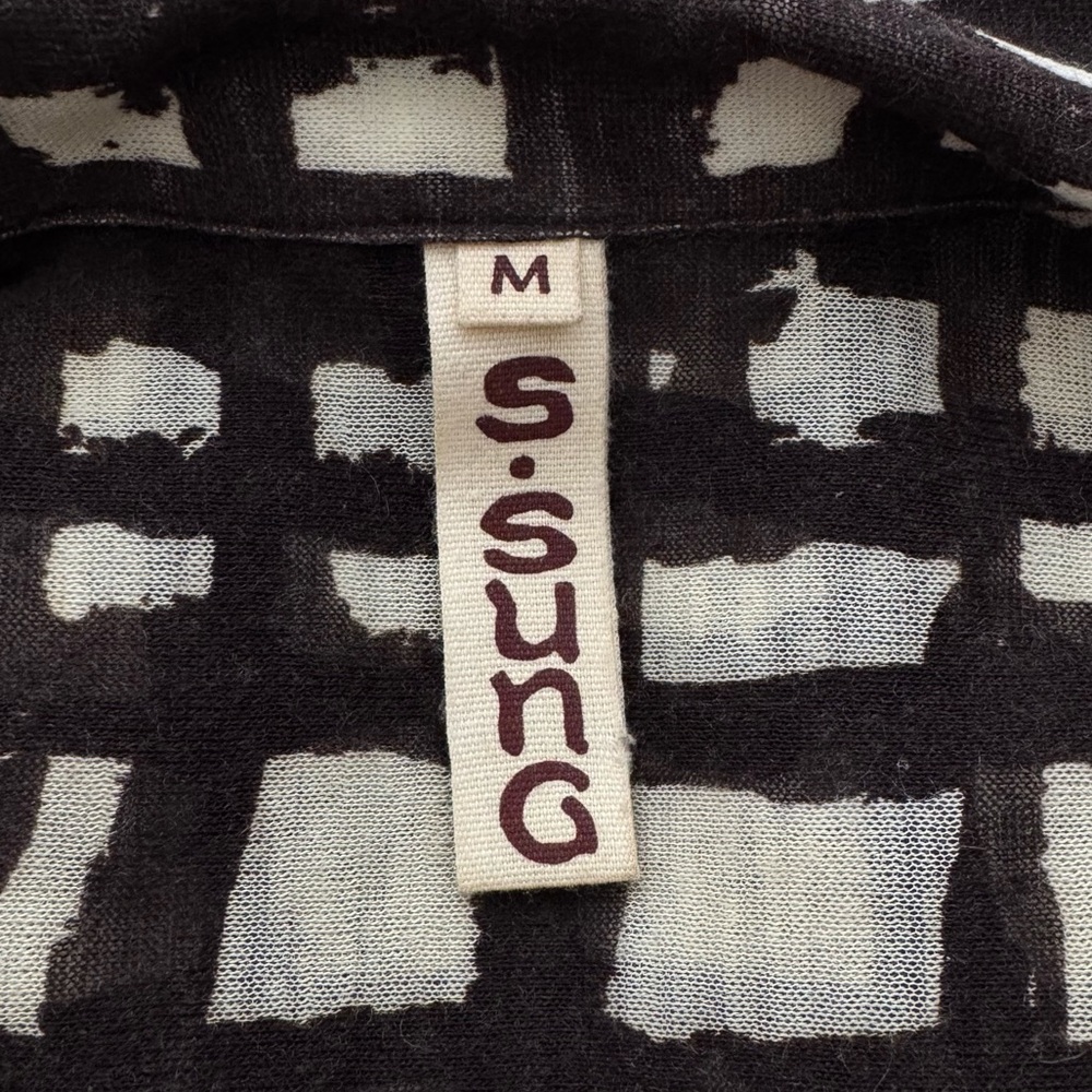 Samantha Sung Rare 100% Wool Audrey Dress Window Pane Geometric Squares Brown M - Picture 3 of 14